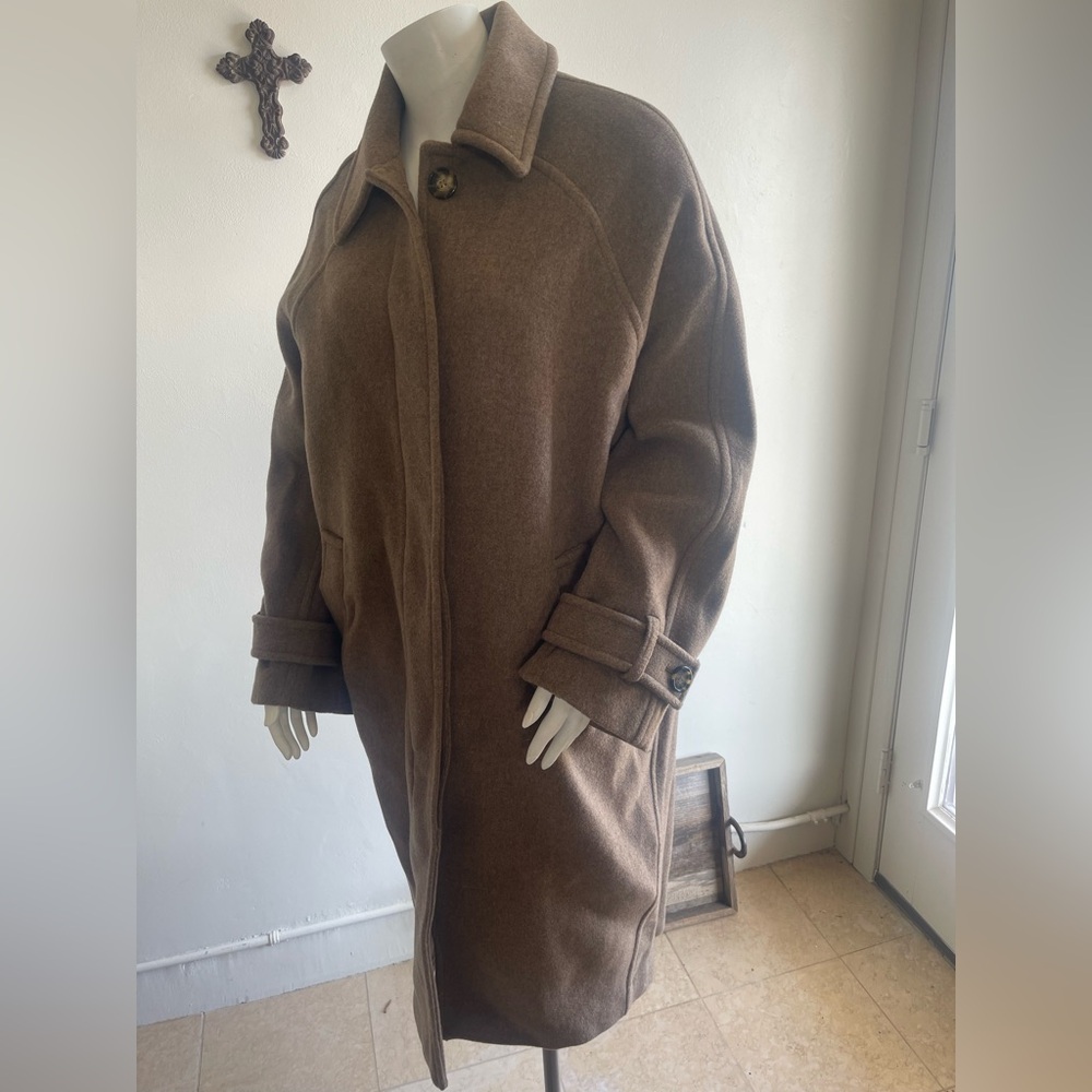 H&M Italian Brown Blend Single-Breasted Coat Size Small